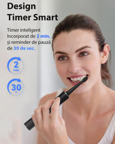 Periuta de dinti electrica, JTF Sonic, J40 (8 capete de periere) Negru